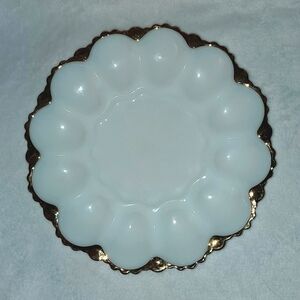 Anchor Hocking Fire King Vintage Milk Glass Egg Plate